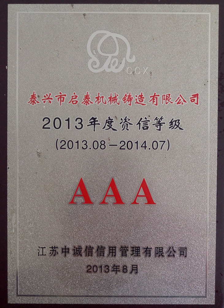 2013年度资信等级